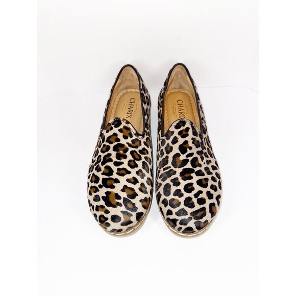 CHARIX Leopard Slip On Flat Loafers Comfort Cushion Leather Cowhide Hair 39/8.5 - Picture 6 of 16